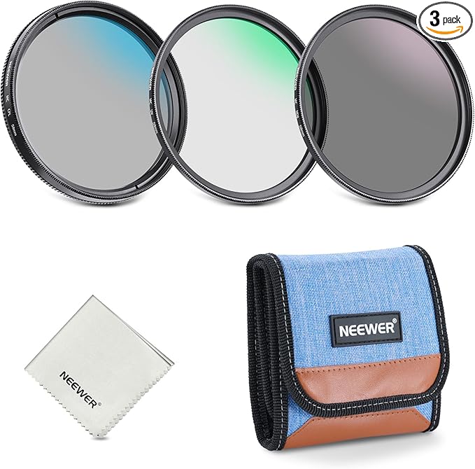 NEEWER 58mm UV/CPL/ND Lens Filter Kit, UV Protection + Circular Polarizing + Neutral Density (ND8) Camera Lens Filter Set with Multicoated Optical Glass, Slim Frame & Upgraded Foldable Storage Case