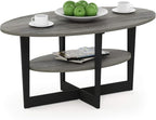Furinno Coffee Table, 1-Pack, French Oak Grey/Black