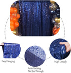 SquarePie Sequin Backdrop Curtain Not See Through Thick Background for Party 5FT x 7FT Navy Blue