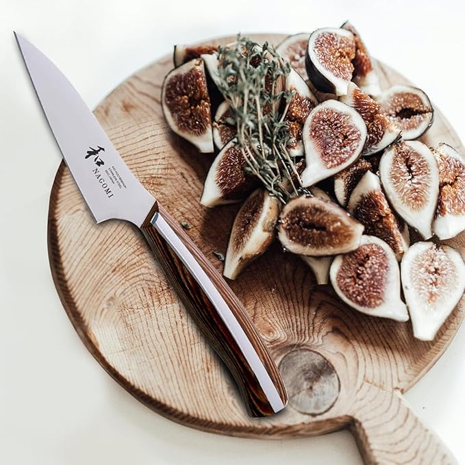 NAGOMI 3.5 inch Premium Peeling Paring Knife, Stainless Steel HRC58 Handy Ultra Sharp Paring Knife for Curved Surface Of Fruits & Vegetables | Black Stylish Gift Box