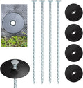8 Inch Heavy Duty Landscape Stakes with Gasket Caps - 100 Sets Galvanized Spiral Garden Spikes Kit for Securing Weed Barrier Fabric, Artificial Turf, Tent and More