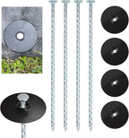 8 Inch Heavy Duty Landscape Stakes with Gasket Caps - 100 Sets Galvanized Spiral Garden Spikes Kit for Securing Weed Barrier Fabric, Artificial Turf, Tent and More