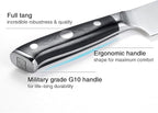 PAUDIN Chef Knife 8 Inch, Professional Kitchen Knife, 7Cr17MoV German Stainless Steel Forged Chefs Knife with Ergonomic G10 Handle, Classic Chef's Knife Meat Knife with Gift Box