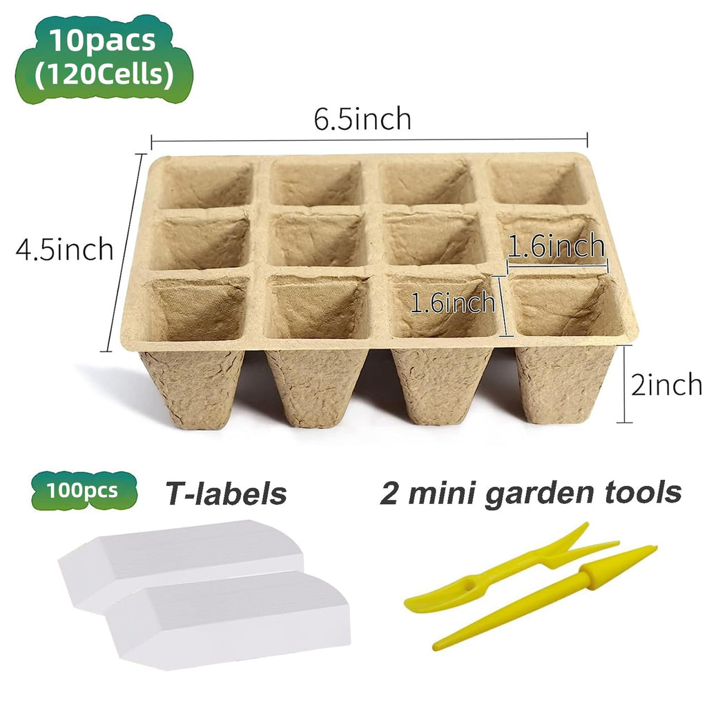 Doubleggs 120 Cells Seed Starter Tray, 10 Pack Plant Starter Kit