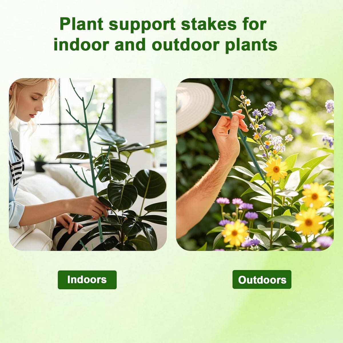 15 Pack Stackable Plant Support Stakes, Garden Trellis for Climbing Plants Indoor and Outdoor Use, Plant Accessories for Potted Plants Monstera, Plant Sticks for Climbing Plant Stems