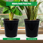1.5 Gallon Plastic Nursery Pots, 7.5 Inch Round Plant Pots with Drainage Holes, 15 Pack Flower Pots for Outdoor Indoor Plants, Flowers, Gardening Gifts for Women, Black