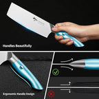 MAD SHARK Nakiri Chef Knife 7 Inch Vegetable Knives, Ultra Sharp Knife, Multipurpose Chopping Knife with Precision and Beauty, for Home and Kitchen, Unique gift for Family with Box，Blue