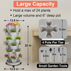 Vertical Planter 6 Tier Stackable Planters Garden Planters Strawberry Herb Flower and Vegetable Planter Indoor Outdoor Gardening Pots with Removable Wheels and Tools 2-Pack