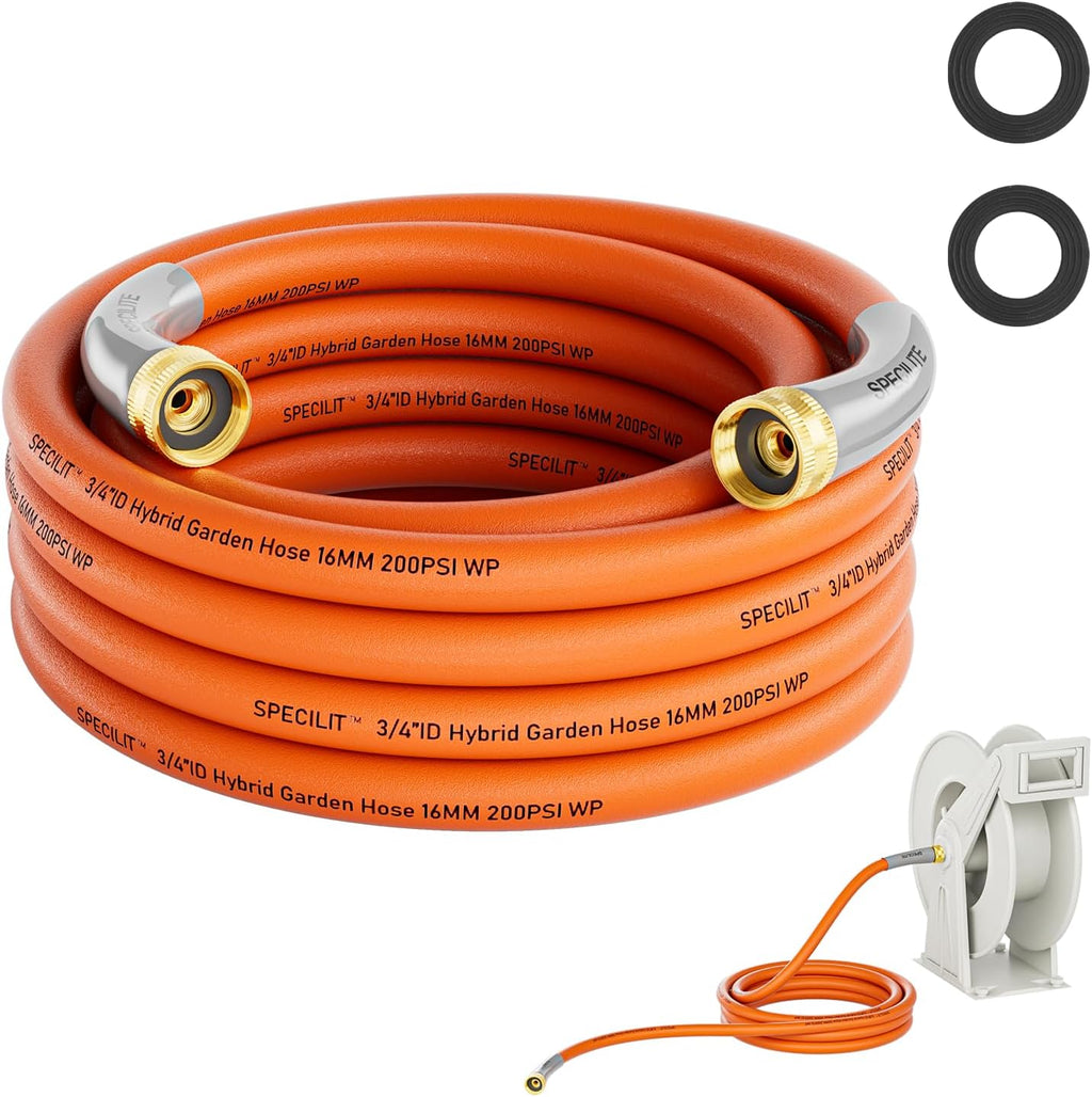 SPECILITE Garden Water Hose 20 ft x 3/4 in with Female to Female Connector, Small Leader Hose for Hose Reel, Heavy Duty, Flexible & Lightweight, Water Pipe, Outdoor Water Hose Extension Adapter