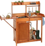 OOOK Potting Bench, Nordic Scots Pine Potting Table with Sink and Storage Shelves, Garden Bench, Workstation for Outside Patio Lawn, Wooden Garden Work Station