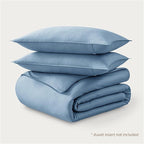 Bare Home 100% Organic Cotton Sateen Duvet Cover Set - 400 Thread Count - Smooth Sateen Weave - Warm & Luxurious - Duvet Cover (King/Cal King, Dusty Blue)