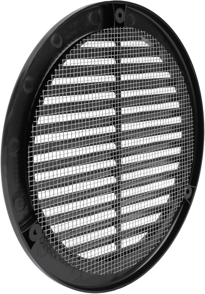 Vent Systems 6" Inch (Opening Dimensions) - Pack of 100 - Black Soffit Vent Cover - Plastic Round Air Vent Grille - Built-in Mesh Screen - HVAC Register Louver for Bathroom, Home, Kitchen