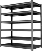 6 Tier Metal Garage Shelving Unit 82" H Storage Shelves Adjustable Heavy Duty Utility Rack Shelf Organizer Units and Storage Rack Renter Friendly Black Shelves