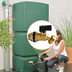 Uenede Brass Water Container Rain Barrel Faucets Spigot 3/4" G Male Thread Large Inlet to 3/4" GHT Male Thread Outlet with Quarter Turn Ball Valve Include Bulkhead Fitting and Washers 2PCS