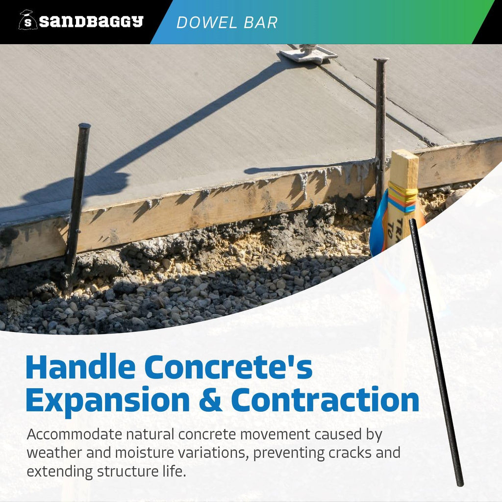 Sandbaggy Smooth Concrete Dowel Bar (3/4" W x 18" L) - Saw Cut Ends - Plain Grade 60 Steel - Construction Grade for Concrete Projects (10, Count)