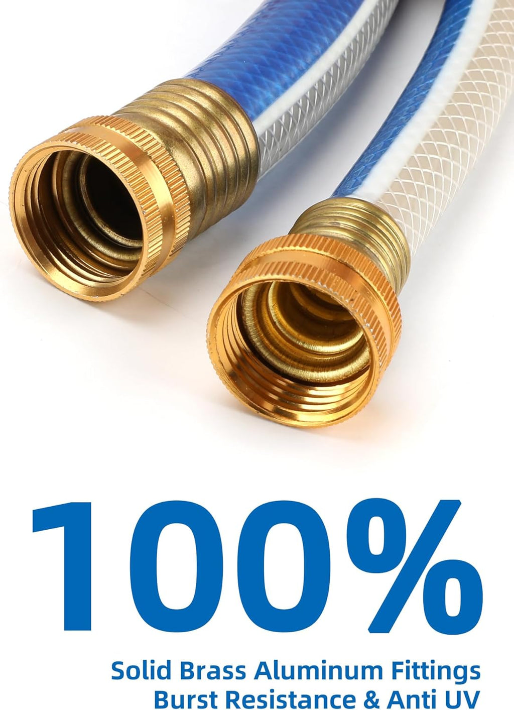 Short Leader Blue Garden Hose 3/4 in. x 3 ft.-Kink Free, Leakproof, Flexible -Heavy Duty Durable Lightweight Water Pipe for Commercial Use, Lawn Care & Equipment Connection - Male to Female Fittings