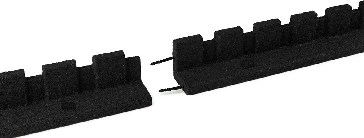 Playsafer L-Shaped Flexible Rubber Castle Edger for Lawns Landscaping and Playground | Easy No Dig Installation (6 Pack, Black)