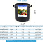 30 US Gallon 2 Pack Tall Grow Bags for Vegetables, Heavy Duty Nonwoven Aeration Fabric Deep Grow Pots with Handles