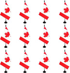 Canada Desk Flag, 12 Pack Canadian Table Office Flag with Black Solid Pole and Stand Base, International Country Flag, Festival Celebration, Classroom Meeting Desktop Decor (Canada)