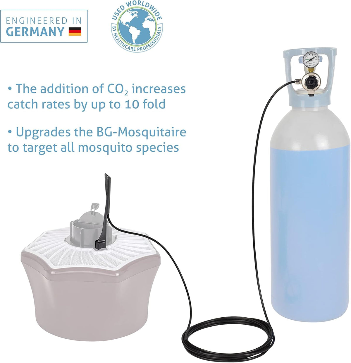 BIOGENTS BG-Booster • CO2 Upgrade for The BG-Mosquitaire Outdoor Mosquito Trap • Upgrade Your BG-Mosquitaire to Target All Biting Mosquitoes
