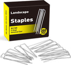 HongWay 360 Pack 6 Inch Landscape Staples, Galvanized Garden Staples 11 Gauge Ground Stakes Landscaping Fabric Pins Plant Cover Stakes Yard Staples for Lawn Fence Tent Hose Drip Irrigation Tube