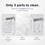 Carepod Mini 21P Ultrasonic Cool Mist Humidifier for Bedroom, Quiet & Safe for Baby, Transparent, Only 3 Washable Parts & Easy to Clean, Filter-Free, Automatic Shut-off, Lasts 20Hrs (0.74Gal/2.8L)