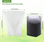 GREANER 100PCS Nursery Growing Bags Large, 7.8x8.6 inches Biodegradable Non-Woven Fabric Seedling Grow Bag, Seed Starting Pots Pouches for Planting Seedling Cutting Clones, White Plant Nursery Bags