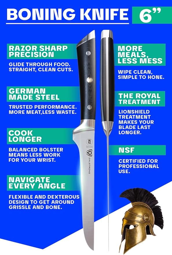 Dalstrong Boning Knife - 6 inch - Gladiator Series Elite - Forged German High-Carbon Steel Kitchen Knife - Razor Sharp - Black G10 Handle - w/Sheath - NSF Certified