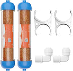 (2 Pack) Mixed Bed Ion Exchange Aquarium Filter Resin 0 PPM RO DI Refillable Housing w/Clamps & Fittings, Compatible with 10" Reverse Osmosis Water Filtration Systems, for High TDS in Water
