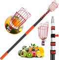 26FT Reach Fruit Picker Pole with Basket Telescoping,Apple Picker Pole with Basket,Lightweight Aluminum Pole Fruit Catcher for Trees,Orange Picker Suit for,Pear,Lemon,Mango,Guava,Avocados