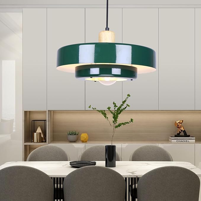 Green Pendant Light Vintage Light Fixtures, Metal Pendant Lights Kitchen Island, Modern Chandelier Pendant Light Fixture for Bedroom Hotel Dining Room Living Room Kitchen