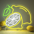 Lemon Cocktail Neon Sign – Yellow & Green LED Wall Light with Citrus Slice and Drink Glass – Summer Party, Bar, Kitchen, and Home Décor