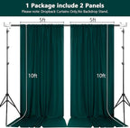 MEETSKY 10ft x 10ft Hunter Green Backdrop Curtains for Parties Wedding Curtain Rod Pocket Dark Green Photo Backdrop Sliding Drapes Backdrop Curtains for Photography, 5ft x 10ft, 2 Panels