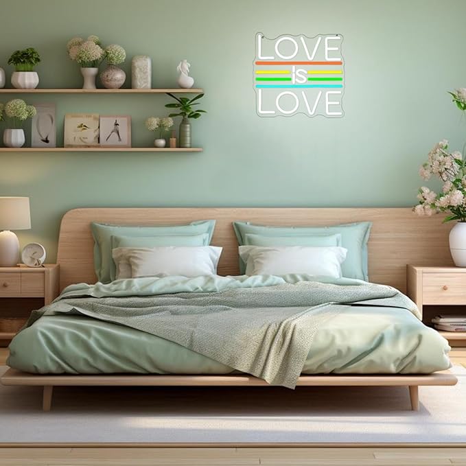 Love Is Love Neon Sign for Wall Decor Wedding Neon Light Pride Rainbow LED Neon Sign Colorful Led Neon Light for Bedroom Man Cave Gay Bar Decoration