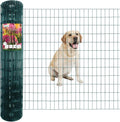 Green PVC Coated Welded Wire Fence 48 Inch x 50 Foot, 2 Inch x 4 Inch 14GA, Garden Border Fencing Roll Vinyl Coating Metal Wire Mesh Hardware Cloth for Yard Vegetable Plant Protection