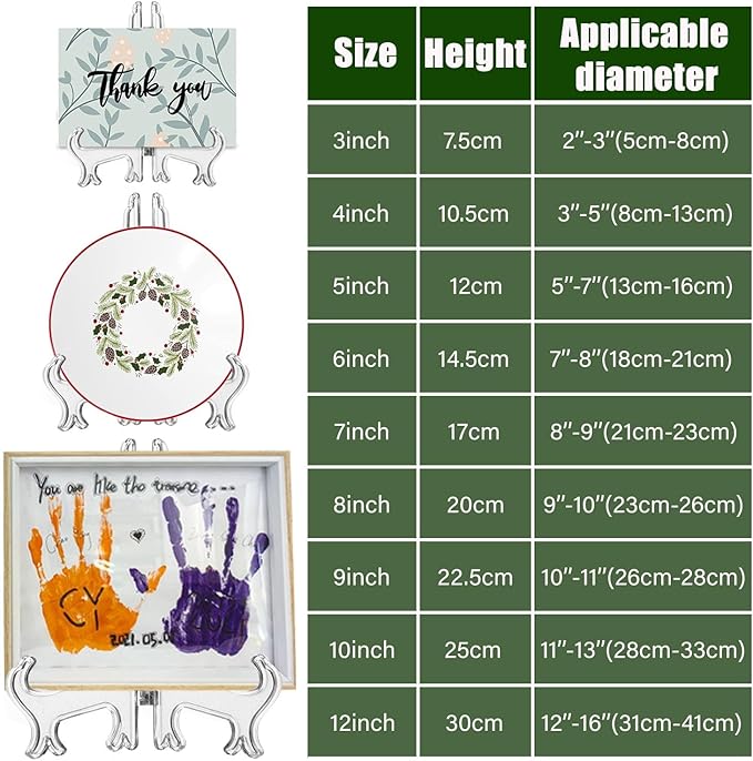 6 Pack 9 Inch Clear Plastic Easels or Stand/Plate Holders to Display Pictures or Other Items at Weddings, Plate Stands for Home Decoration, Birthdays, Tables