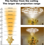Christmas Tree Toppers Lighted with 6 Projection Modes, Christmas Snowflake Tree Topper with Built-in LED Rotating Lights, Gold 3D Glitter Projection for Xmas Party Holiday Decorations