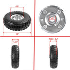 4.10/3.50-4 Tire Wheels Flat Free 10" Heavy Duty Solid Flat-Free Replacement Tire with 5/8 Axle Compatible with Gorilla Carts, Wheelbarrow, Dolly, Hand Truck (2-Pack)