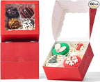 100-Pack 4x4x2 Classic Red Bakery Boxes - Treat/Cookie/Truffle Boxes for Mini Cakes, Pies & Cinnamon Rolls - Wedding Party Favor Packaging