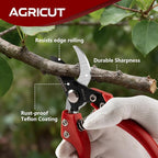 AGRICUT Pruning Shears, 7/8-Inch Cut Capacity Hand Clippers, Bypass Pruners, Gardening Scissors with Sharp Steel Blade (Nylon Handle, High Carbon Steel PRO)