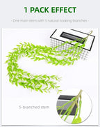 5 Pack Artificial Hanging Willow Vine (3.3ft) - Fake Greenery Plants for Indoor/Outdoor Decor, Wedding & Photography - Pure Green Design (No Basket Included)