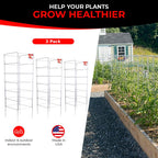 Cedar Ridge Square Foldable Tomato Cages - Made in USA Heavy Duty Plant Support for Vegetable Garden, Vegetables, and Flowers - Stakes and Trellis for Climbing Plants (13x56) 3-Pack