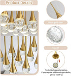 Rectangular Chandeliers for Entryway Gold Dining Room Lights Fixture Raindrop Crystal Chandelier for Staircase Hallway Foyer