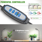 Garpsen Grow Lights for Indoor Plants, 80 LEDs Full Spectrum Desk Plant Light with Timer for 6H/12H/16H, 5 Dimmable Levels & Flexible Gooseneck 6000K Grow Lamp with Base, Height Adjustable 16.5-25"