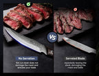 Steak Knives Set of 6 with Drawer Organizer, 4.8 Inch High Carbon Japanese Style Non Serrated Meat Knife with Wood Handle, Damascus Pattern Full Tang Design, Razor-Sharp Dinner Knives