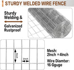 Tongmo 3 ft x 100 ft Galvanized Welded Wire Fence, 16GA Garden Chicken Wire Fence Roll, Mesh Size 2" x 4"Hardware Cloth, Ideal for Yard Protection and Poultry Netting