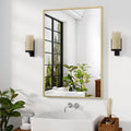 HARRITPURE 28"x20" Framed Bathroom Mirror for Wall Rectangle Mirror Aluminum Alloy Frame Wall-Mounted for Farmhouse Entryway Bedroom Living Room Gold