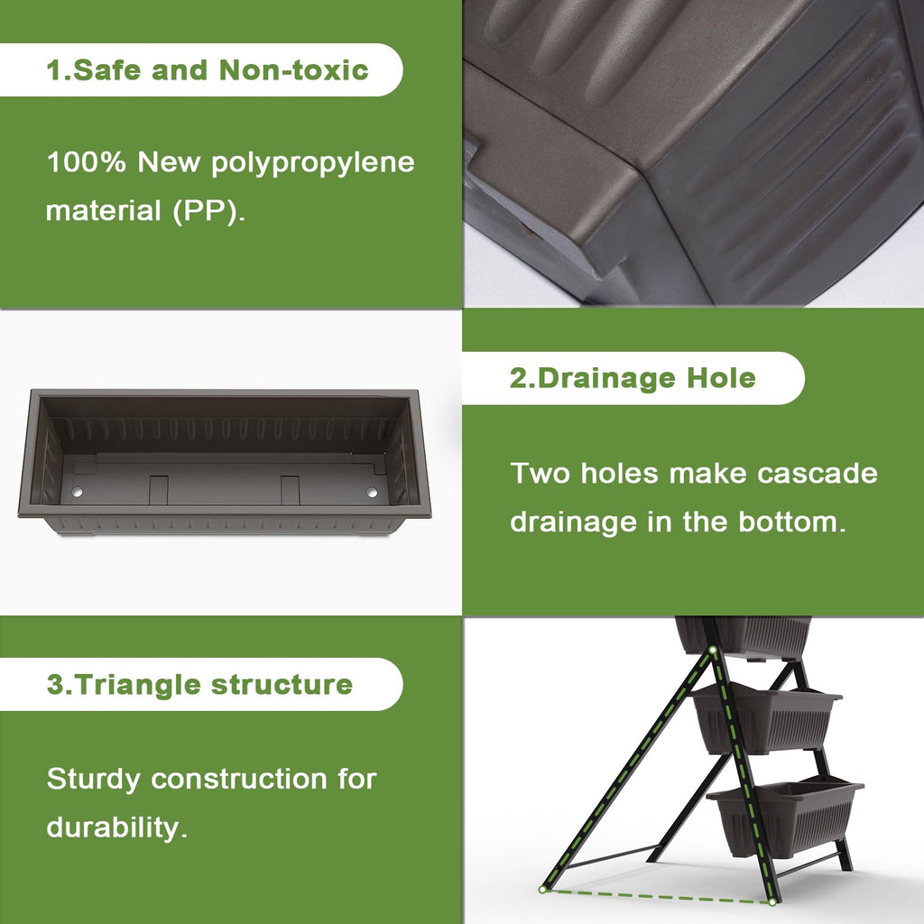 5-Tier Vertical Garden Planter,4.4Ft Planter Box with 5 Container Boxes