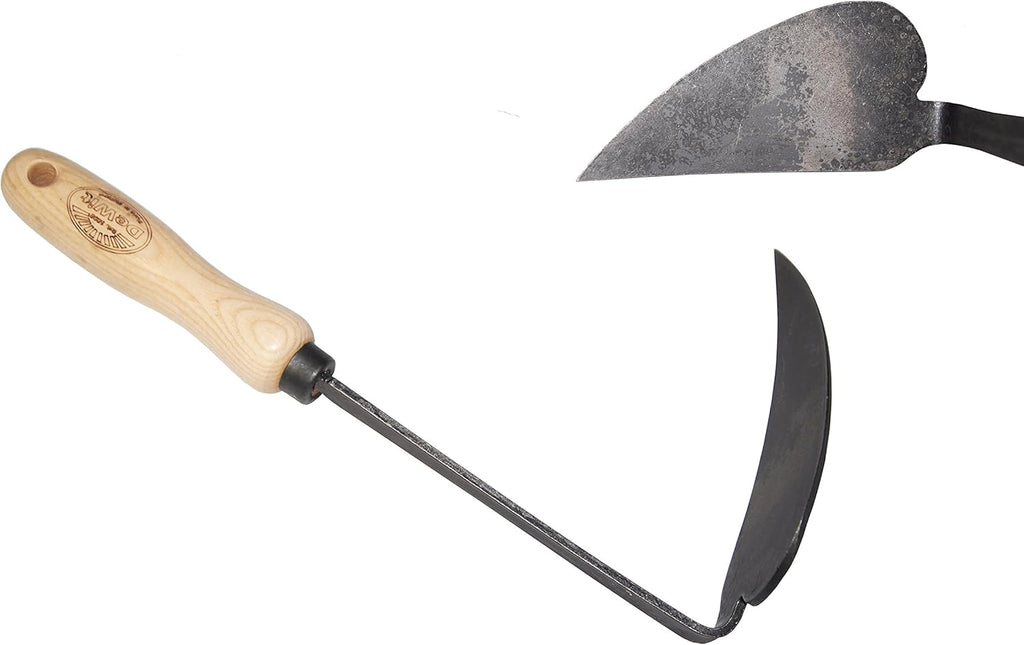 DeWit Korean Right Hand Hoe - Versatile Ho-Mi Garden Tool with Tempered Boron Steel Blade & Ash Hardwood Handle (12" Total Length, 0.65lbs)