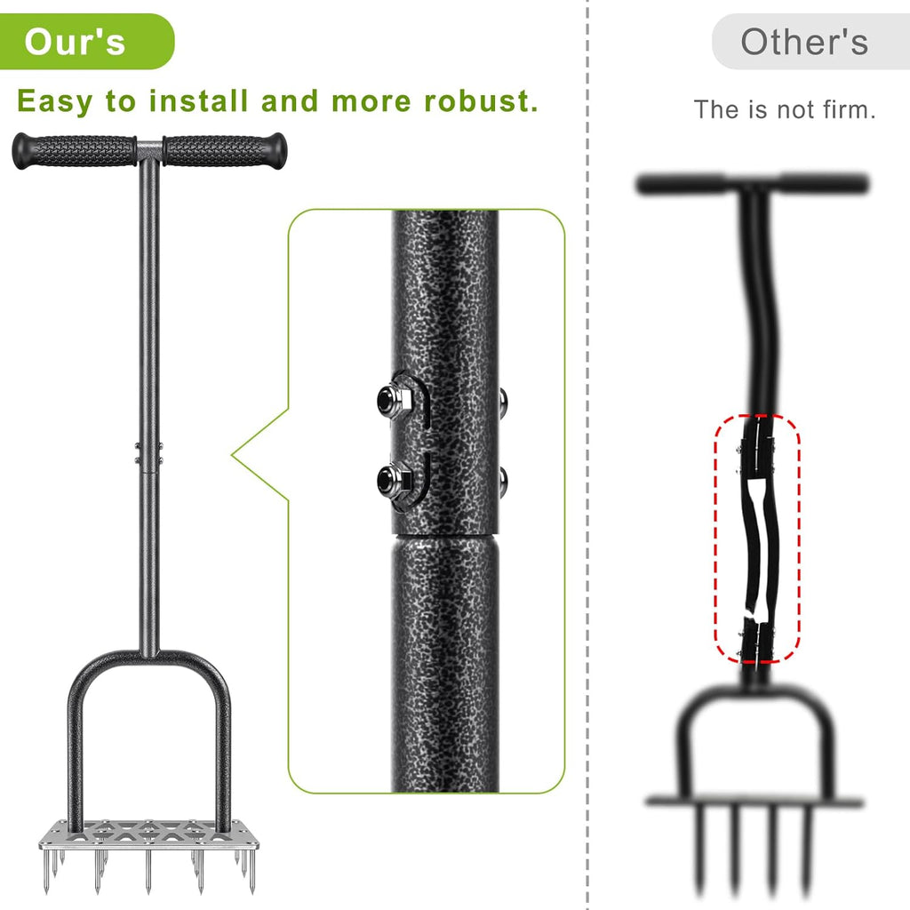 Dolibest Lawn Aerator Spike, Manual Lawn Aerator Tool with 15 Stainless Steel Spikes, Spike Lawn Air Aerator with Non-Slip Grip Handle, Grass Aerator Tool for Loosening Soil and Improving Lawn Health